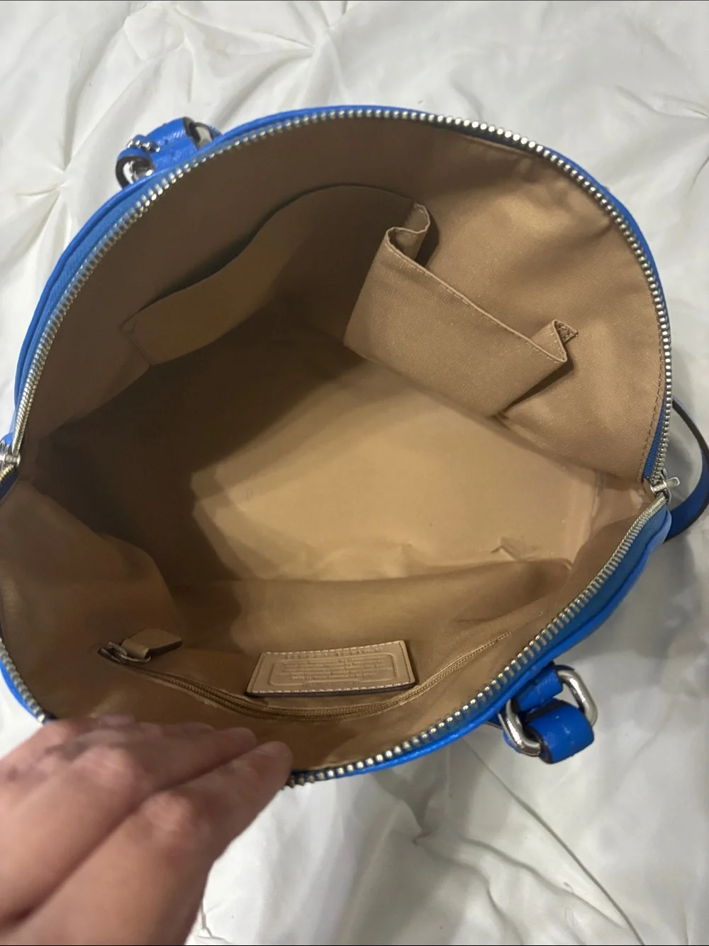 Y2K vintage Coach Electric Blue Leather Dome Satchel - COACH - Picture 8 of 9